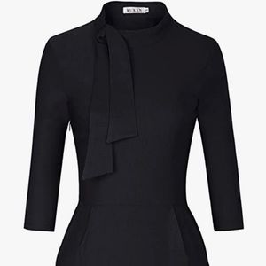 MUXXN Women's Classic Vintage Tie Neck Formal Cocktail Dress with Pocket